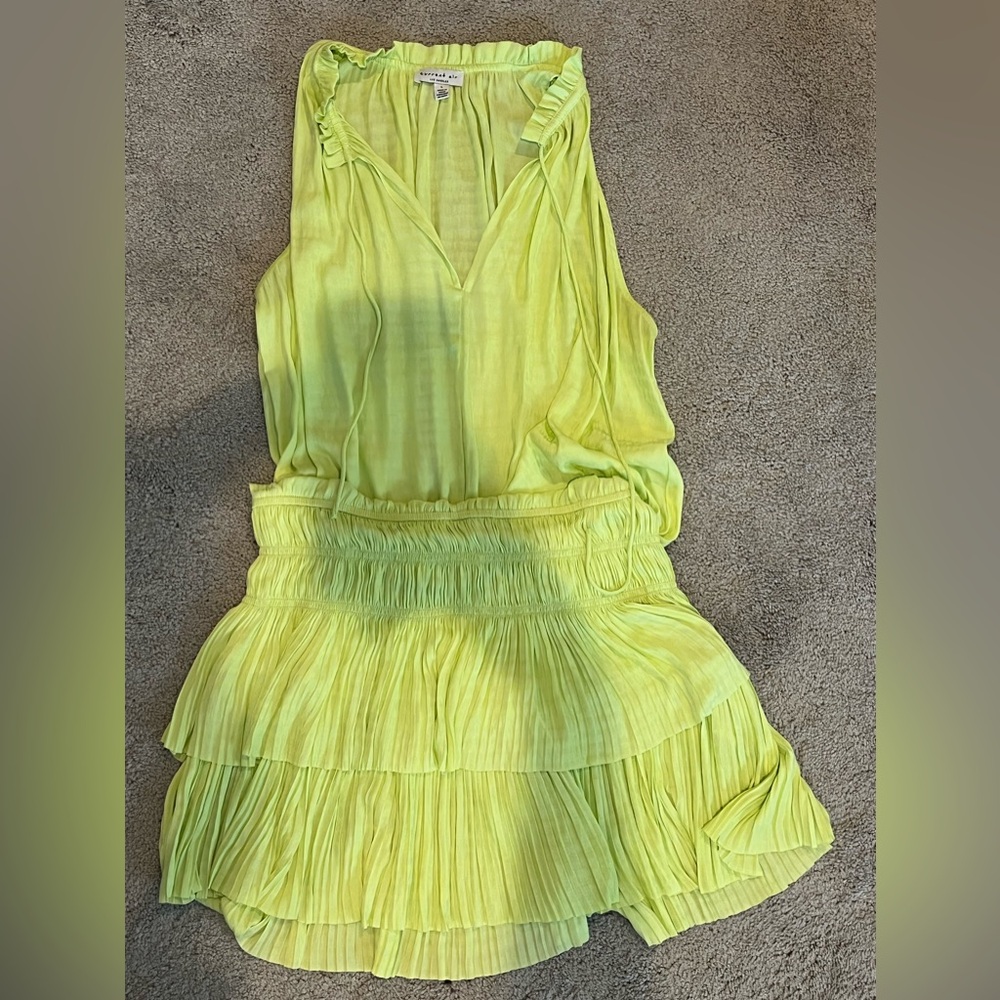Current Air Pleated Mini Dress neon lime